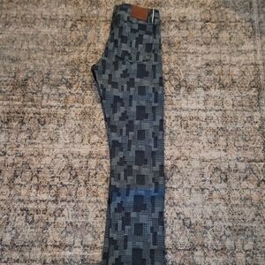 Gustin Men's Black and Gray Patterned Jeans